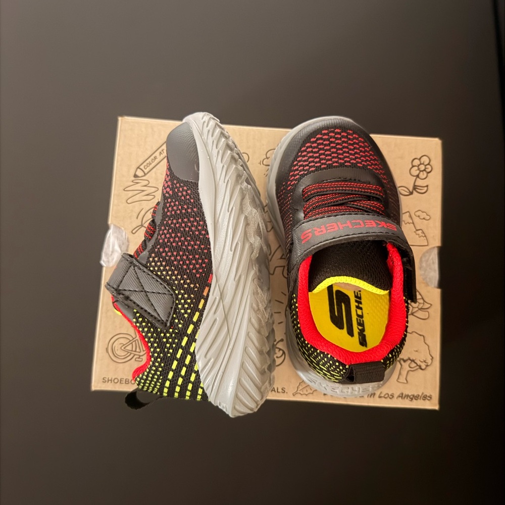 Skechers Kids' Black, Red, and Yellow Sneakers